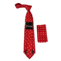 Men's Stacy Adams Tie and Hankie Set Woven Silky Satin #SAT128 Red Polka Dot image 2