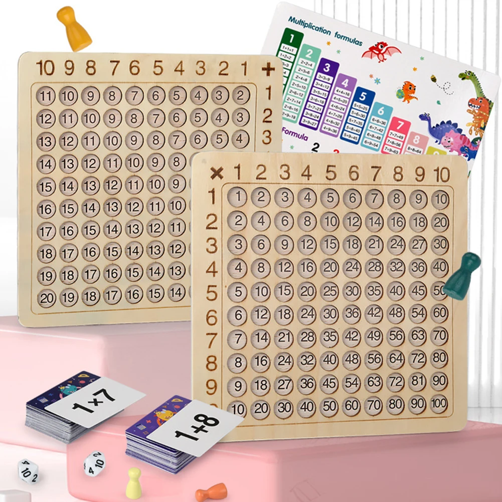 Wooden Board Game Interactive Thinking Montessori 9X9 Math Multiplication Board - £13.35 GBP