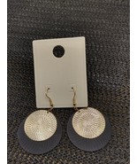 Black and Gold Dangle Disc Hook Earrings - $14.88 CAD