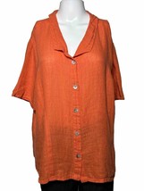 Flax Women’s Large Softened Linen Shirt Orange Lagonlook Bohemian Boho R... - £18.88 GBP