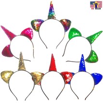 Fancy Sexy Cat Ear Sequin Unicorn Headband hair band accessory Halloween costume - £3.39 GBP+