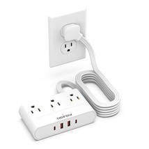 Flat Plug Power Strip, 5 Ft Ultra Thin Flat Extension Cord With 5 Outlet... - £23.88 GBP