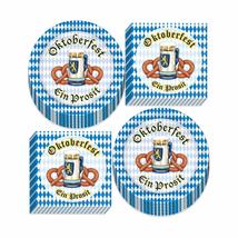 Oktoberfest Party Supplies - Blue and White Checkered Pretzel Paper Dessert Plat - £11.40 GBP