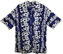Vintage Hawaiian Shirt Rayon Mens Sz L Lg Hibiscus Floral Tropical Top Luau - £14.15 GBP