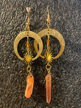 Witchy Quartz Earrings, Celestial Moon and Sunburst Gold - £7.99 GBP