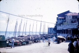 1947 Fishing Boats Coca-Cola Sign Central America Red-Border Kodachrome Slide - £2.77 GBP