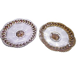 2 EAPG Goofus Glass Lancaster Glass No. 974 Hemlock Cones Footed Plates ... - £25.50 GBP
