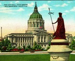 City Hall and Civic Center San Francisco California CA Linen Postcard E9 - $3.02