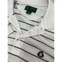 Brooks Brothers St Andrews Links Men Golf Polo Shirt White Pink Striped Large L - £10.24 GBP