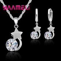 Al jewelry sets 925 sterling silver star round cubic zircon pendant necklace lever back thumb200