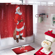Merry Christmas Bathroom Curtain Santa Claus Toilet Seat Christmas Decorations - £12.08 GBP+