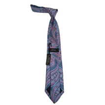 Men's 100% Silk Necktie By Bruno Piattelli Paisley Floral Fancy BP14 Pink Blue image 3