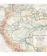1916 Map South America Political Physical Colombia Venezuela Peru Bolivi... - €26,14 EUR