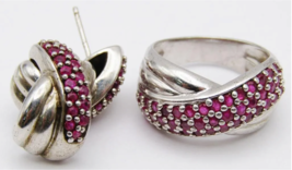 Vintage PRANDA Sterling Garnet Ring and Earrings Set - £131.61 GBP