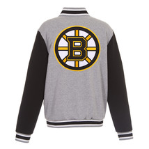 NHL Boston Bruins Reversible Full Snap Fleece Jacket JH Design Embroidered Logos - £103.90 GBP