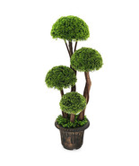 3 Feet Decorative Artificial Cedar Topiary Tree with Rattan Trunk - Colo... - £121.98 GBP