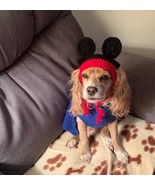 Handmade Crocheted Minnie Mickey Mouse Ears Dog Hat MEDIUM Warm Winter W... - £8.98 GBP