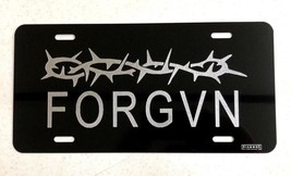 Christian Forgiven 1 logo Car Tag Diamond Etched on Black Aluminum Licen... - £18.42 GBP