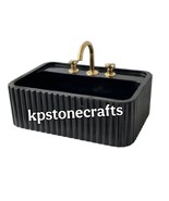Black Marble Sink – Hand-Carved Wall Mount Sink with Ribbed Sides | Luxu... - $1,245.11