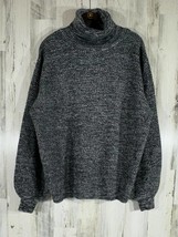 Zenana Black White Marled Turtleneck Sweater Bishop Sleeve Size XL - £19.76 GBP