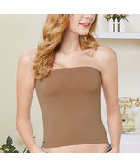 Coffee Sleeveless Strapless Tube Layering Off Shoulder Shirt - £8.60 GBP