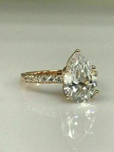 2.20Ct Pera Imitación Diamante Solitario Compromiso Anillo 14K Oro Rosa Chapado - £96.89 GBP