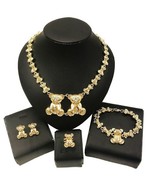 HUGS &amp; KISSES xo set teddy bear necklace bracelet earrings ring 18k Laye... - $552.47 MXN