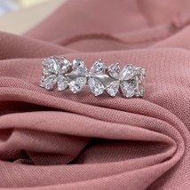 1.50 TCW Lab Grown X Floral Design Diamond Wedding Band 14k White Gold - $19,922.95 MXN