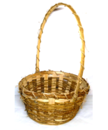 Tall Hoop Handle &quot;Semi-Round&quot; Woven Wicker/Strands Rattan Basket - Beaut... - £18.52 GBP