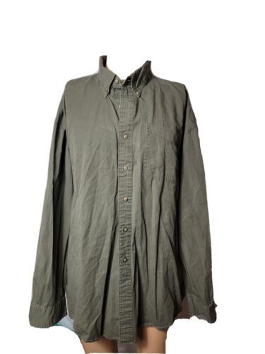Primary image for Vintage L.L. Bean Khaki Button Down Shirt Green Mens XXL Regular VTG Long Sleeve