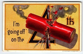 4th Of July Postcard Julius Bien 1908 Fireworks Firecracker I&#39;m Going Off On The - £12.12 GBP
