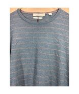 Calvin Klein Teal Extra Fine Merino Wool Sweater Mens Striped Size Large... - $720.59 MXN