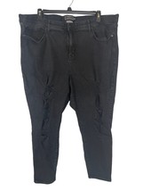 Torrid Women Sky High Skinny Premium Stretch Distressed Sz 26S Black Denim Jeans - £11.98 GBP
