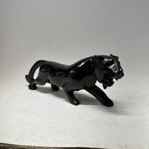 Vintage MCM 15.5” Black Prowling Lurking Panther Cat Solid Heavy Carved Statue - £118.51 GBP