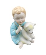 Vintage Ardalt Lenwile China Bisque Porcelain Baby boy w/ Bear 4.5&quot; - £19.34 GBP