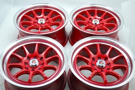 New DDR Roar 15x7 4x100/114.3 30mm Red Polished Lip 15" Wheels Rims (Set... - $639.00