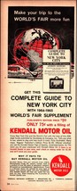 1964 Print Ad of Kendall Motor Oil at the World&#39;s Fair New York City NOS... - $24.11