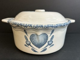 Vintage Corelle Casserole Dish with Lid White with Blue Hearts Casserole Dish - £11.73 GBP