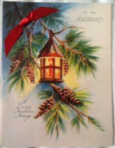 Rust Craft Boston To My Husband Christmas  Card With Ribbon 1970s Used - £3.11 GBP