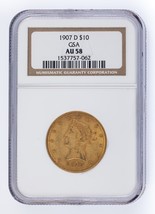 1907-D G$10 Gold Liberty Head Graded by NGC as AU-58! Released by GSA! - £3,029.25 GBP