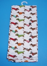 2 Dachshund in Halloween Holiday Outfits Christmas Kitchen Tea Towels - $14.00