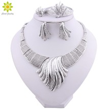 New Exquisite Dubai Silver Plated Jewelry Set Nigerian Wedding Woman Accessories - £33.58 GBP