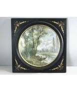 Vintage Estate Artist Signed Framed Porcelain Plaque Wall Art E779 - $882.89 CAD
