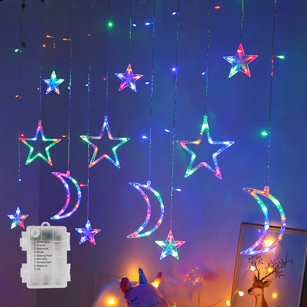 3.5M  Moon Curtain String Lights for Bedroom 138LED Waterproof Indoor Outdoor  f - £97.08 GBP