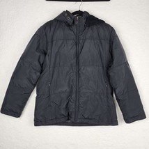 Liz Claiborne Womens Small Removable Hood Down Feather Puffer Jacket Black - $17.77