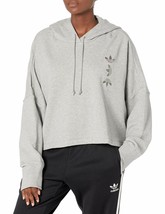 Adidas Originals Women&#39;s Oversized Logo Cropped Hoodie FS7235 Gray Size Small - £35.10 GBP