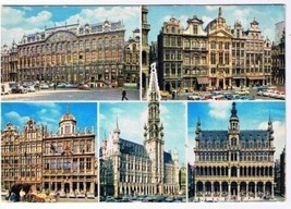 Belgium Postcard Souvenir From Brussels Buildings Multi View - £1.68 GBP