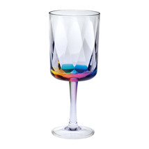 Set of Four Clear and Rainbow Geometric Acrylic Stemmed All Purpose Wine Glasses - $85.99