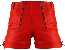 Leather Short Men&#39;s Genuine Pant Laces Side Waist Pants Jean Shorts Mani... - $406.37 MXN+