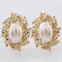 Pearl Earrings Baroque Big Imitation Pearl Earrings Ear Studs Vintage Indian Jew - £9.92 GBP